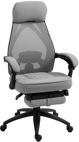 Vinsetto Office Chair with Footrest, High Back Swivel Desk Chair with Adjustable Height and Headrest for Home Office, Dark Grey