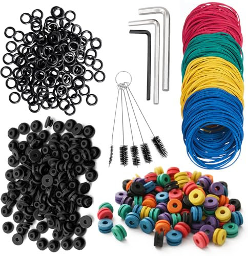 HOINCO 408Pcs Machine Parts, Supplies Set Needle Pad,Colorful Rubber Bands,Black Rubber Ring,Cleaning Brush,Hex Wrenches.