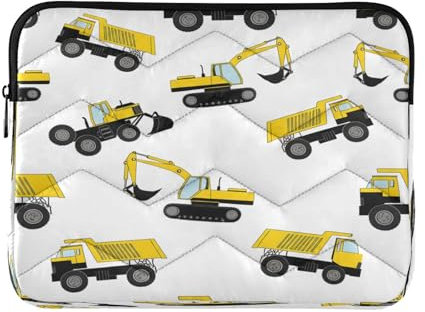 Sacoche de protection rembourrée pour ordinateur portable et tablette Motif véhicules de chantier Blanc 15,6