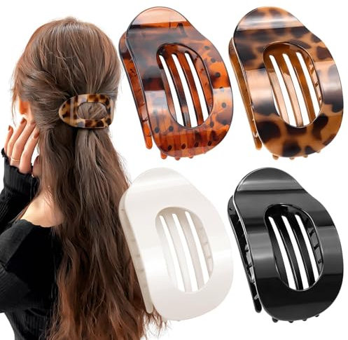 Tumurup 4 Pack Pinzas pelo Mujer – Pinzas Para el Pelo Planas Grandes, Ligeras & Cómodas, Antideslizantes, para Cabello Grueso & Fino, Elegantes Hair Clips para el Día a Día, Deporte, Conducción