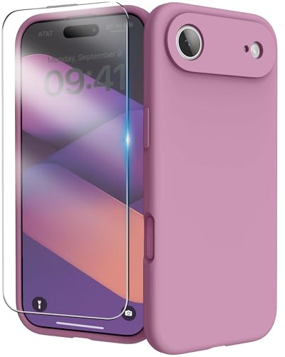 INGIDO for iPhone Air Case Silicone with Screen Protector,Lilac Purple | Camera Protection,Liquid Silicone,Anti-Scratch Soft Microfiber Lining,Shockproof Protective Cover for iPhone Air 6.5