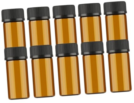 Cabilock 10 pièces Lot de Mini Flacons en Verre Transparent pour Huiles Essentielles avec Bouchon Grain et Bouchon Troué Petites Fioles Portables pour Aromathérapie et Chimie