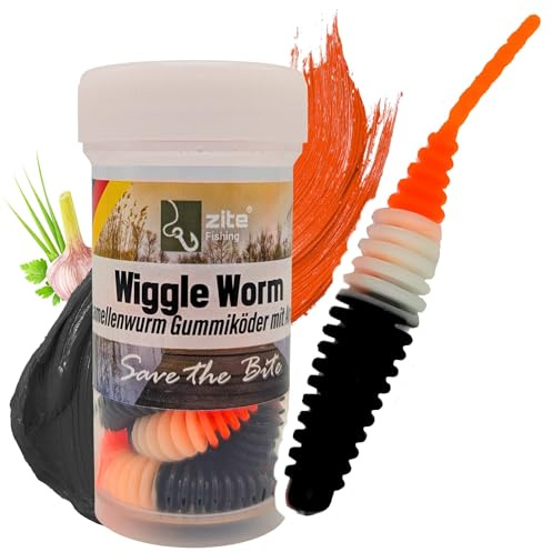 Zite Fishing Wiggle Worm Mix 10 Stück – Lamellen-Gummiwurm für Ultra Light | Forellen Angeln - 5,5cm Gummiköder & Phthalatfrei