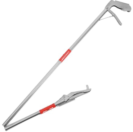 BESTYASH Pinza per Serpenti in Acciaio Inox a Tre Sezioni Pieghevole | Presa Sicura, Lunga Portata e Leggerezza, per Granchi e Anguille, Finitura Argento Resistente All'usura