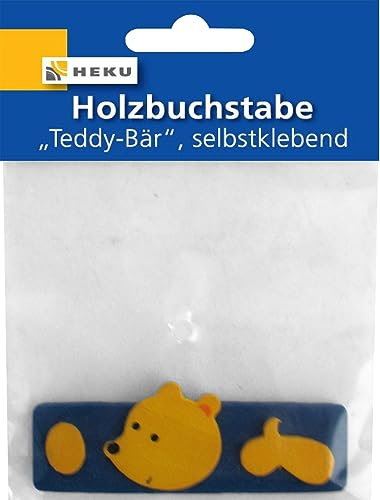 Heku Türschild Holzbuchstabe Teddy-Bär Türdekoration 80mm, Buchstabe:L