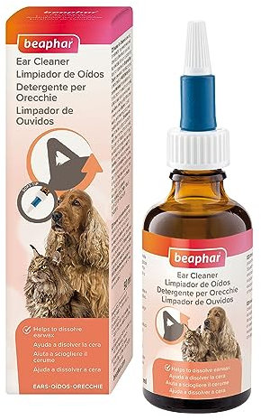 Beaphar Pulisci Orecchie per Cani e Gatti, Rimuove Gli Accumuli di Cerume e Previene Irritazioni e Infezioni, per Tutte Le età e Razze, Senza Alcol, 50 ml