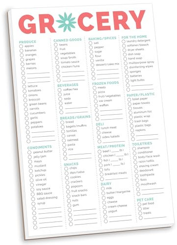 bloom daily planners Magnetische Einkaufsliste To-Do-Block – Wochenplanung Essens-Organizer/Abreiß-Notizblock zum Aufhängen Checkliste für Kühlschrank – 15,2 x 22,9 cm