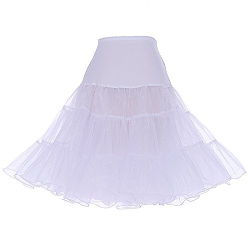 DRESSTELLS Petticoat Unterrock Damen Reifrock Dirndl Petticoats Weiß 1950er Rockabilly Kleider Pettycode Unterrock Kurz Tüllrock Meerjungfrau Kostüm White XL