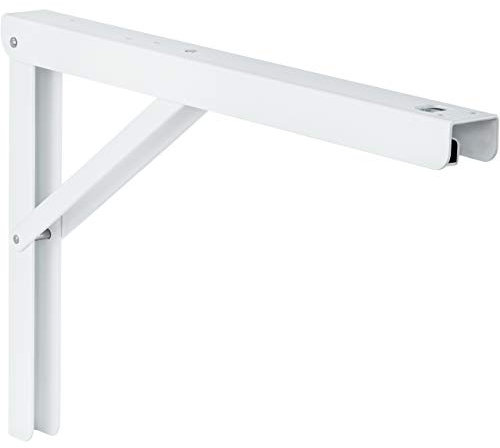 Gedotec Klappkonsole 1 Stück - Klappkonsole 400 mm - Stahl Weiss Beschichtet - Rostfrei & Säurebeständig - PROFI LINE Klappwinkel mit Wandmontage - Klappkonsole - Klappbare Tisch & Sitzbank Konsolen