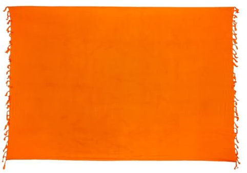 Ciffre Sarong Pareo Wickelrock Strandtuch Lunghi Dhoti Tuch Schlicht Uni Orange + Schnalle