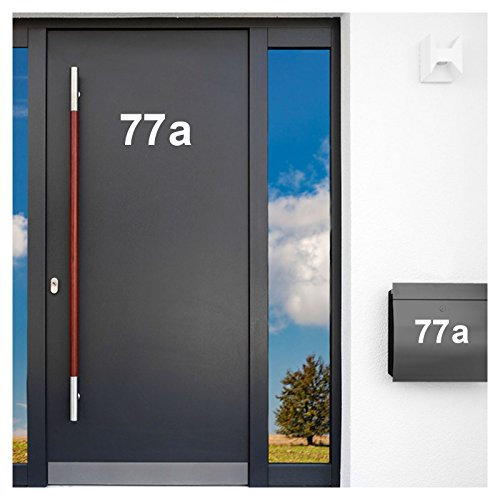 Wandaro Wandtattoo Selbstklebende Zahlen Aufkleber Hausnummer I weiß Höhe 8 cm Zeichen 7 I Buchstaben Ziffern Tür Eingang Türbeschriftung Briefkasten W3396