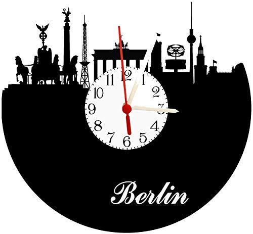 bigcopy e.K. Wanduhr Berlin, Skyline mit Zifferblatt, hochwertige Acrylglas Uhr mit lautlosem Quarzwerk, 3mm Stärke
