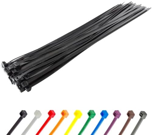 Gocableties Black Cable Ties Heavy Duty, 580mm x 12.7mm, Pack of 100, Long Nylon Zip Ties, Plastic Tie Wraps, Secure Self-Locking Mechanism, for Home, Garden, Office and DIY