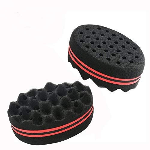 Xrten 2 Stück Haarschwamm Große Löcher Barber Haarbürste Schwamm Twist Schwamm Afro Curl Spule Welle Haarpflege