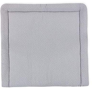 KraftKids Wickelauflage in Musselin grau Punkte, Wickelunterlage 78x78 cm (BxT), Wickelkissen
