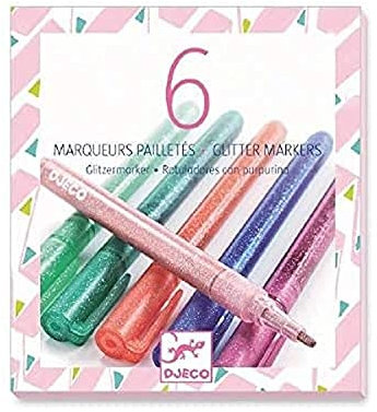 DJECO Glitzer-Stifte (38877), mehrfarbig, 6 Stück (1 Stück)