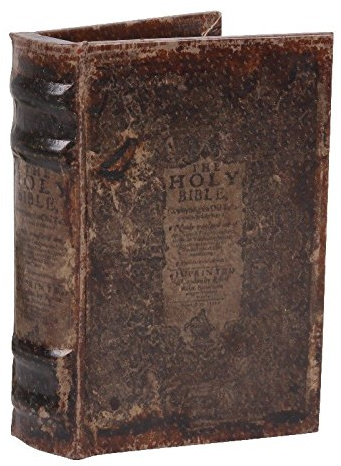 Kunstversteck Buchbox The Holy Bible im antik Buchlook aus weichem Lederimitat, Schatzkiste Geschenkschatulle 15x10x3,5cm
