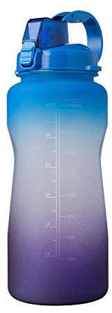 2 Litro Bottiglia Acqua, Borraccia Sportiva con indicatore del Tempo Motivazionale ,Senza-BPA Tritan Borracce Prova di Perdite - Il per Sport, Fitness, Ciclismo, Outdoor, Scuola(Blu viola 19)