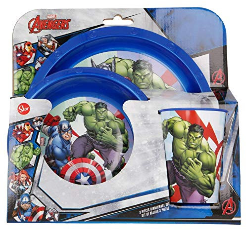 Favourite Hero Ensemble de petit-déjeuner 3 pièces avec assiette, gobelet, bol, plastique réutilisable