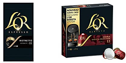 L'Or Espresso Café - 100 Capsules Ristretto Intensité 11 - (lot de 10 x 10) & Barista Café - 50 Capsules Double Barista Selection Intensité 13 - Compatibles L'Or Barista (lot de 5 x 10 Capsules)