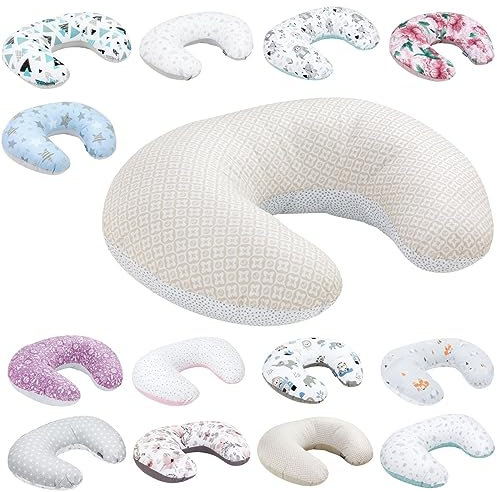 Bellochi Stillkissen, Stillkissen klein - Stillhörnchen, Stillkissen mond, Nursing Pillow, Baby Pillow, Breastfeeding Pillow, Stillmond für unterwegs - 100% Baumwolle Dots