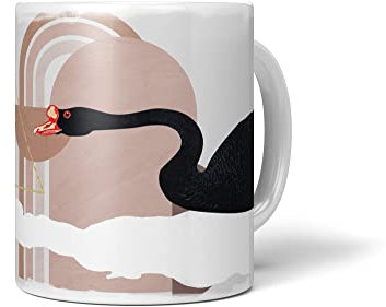Paul Sinus Dekorative Tasse mit schönem Vogel Motiv schwarzer Schwan Kunstvoll Japanisch einzigartiges Design