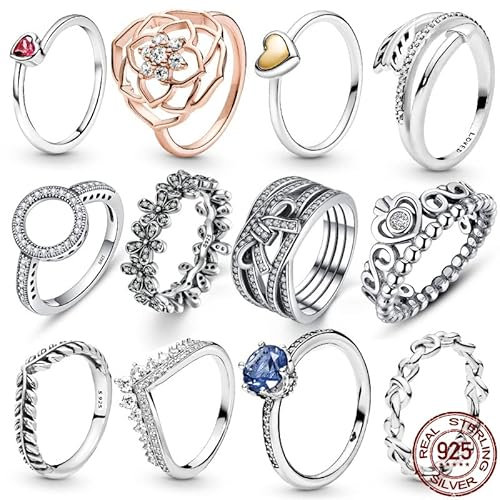 DarryDooly 925 Sterling Silber Ringe für Frauen Süßer Zirkon runder geometrischer 925 Silber Ehering Feiner Schmuck Minimalistisches Geschenk