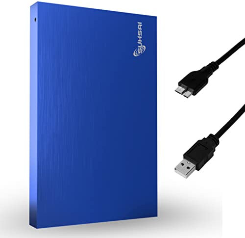 SUHSAI Portable External Hard Drive 250GB Pocket Size Backup HDD 2.5 Inch External Data Storage Hard Disk USB 3.0 Hardrive Compatible for Gaming PC, Mac, Laptop, PS3, PS4 (Blue)