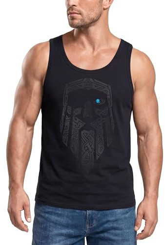 Neverless® Herren Tank-Top Wikinger Kompass Fenriswolf Fenrir Vegvisir Wolf Asgard Valhalla Muskelshirt Muscle Shirt