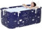 Bañera Plegable para Adultos y Niños Bañera Familiar Portatil con Soporte de Aleación Engrosado y 2 Tubos de Drenaje, 132x68x47CM (Azul)
