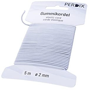 perdix Gummiband, elastische Kordel 2 mm, 5 m weiß, Gummiband für Armbänder, Zelt, Rucksack, Garten, Hutgummi, Gummischnur