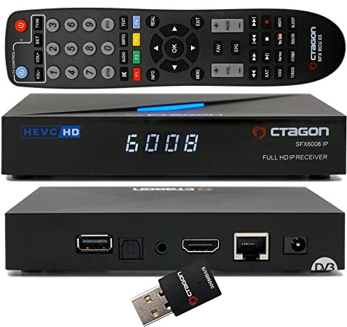 OCTAGON SFX6008 IP WL Full-HD H.265 HEVC, E2 Linux Set-Top Box & Smart Internet TV Receiver, Sat to IP TV Client Support, DLNA, YouTube, Web-Radio, 300Mbit WiFi, HDMI
