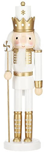 SPRINGOS Dekofigur Nussknacker Figur aus Holz König mit Zepter 30,5 cm Weihnachtsdekoration Holzfigur