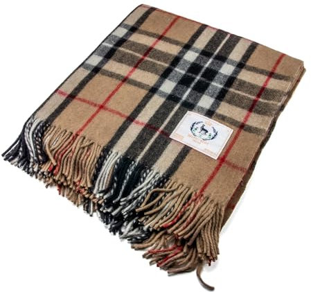 Tartan Blanket - Thomson Camel - 100% Recycled Wool - Gift - warm - stylish - Blanket - Plaid