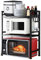 LUHWYJA Soporte Extensible para Horno de Microondas, Estante para Horno de Microondas Ajustable, Rejilla para encimera de Cocina Organizador Estanteria Mueble con 6 Ganchos (3 Niveles, Negro)
