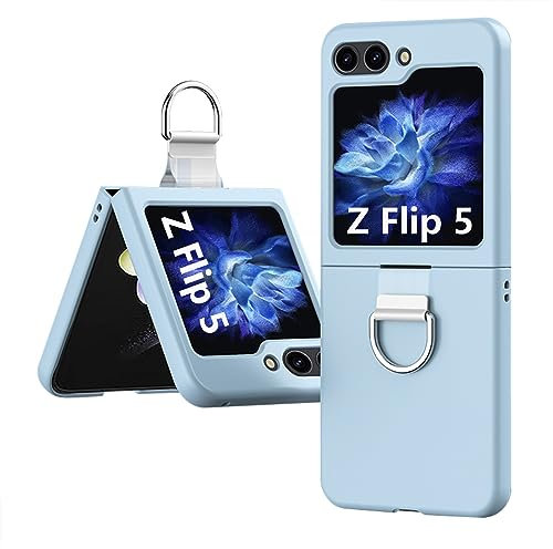 AFENGBOX Samsung Z Flip 5 Hülle,Flip 5 Hülle mit Ring,Ultra Dünn Hart PC Galaxy Flip 5 Hülle,Stark Fallschutz Case Kratzfest Handyhülle Stoßfest Schutzhülle für Samsung Galaxy Z Flip 5,Blau