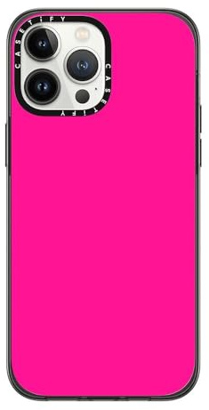 CASETiFY Compact iPhone 13 Pro Max Case [2X Military Grade Drop Tested / 4ft Drop Protection] - Simple Neon Pink - Clear Black