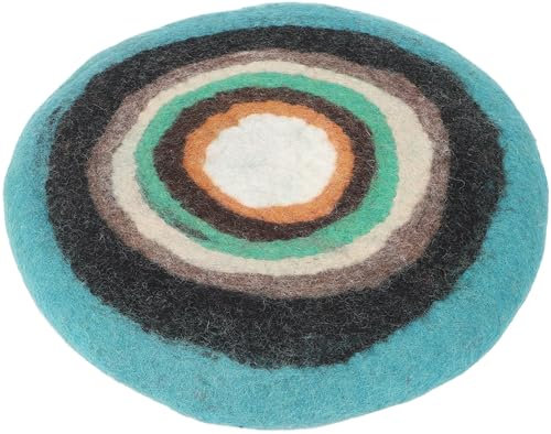 GURU SHOP Dicke Filz Stuhlauflage, Sitzkissen, Sitzauflage, Filzkissen - Türkis/grau, Wolle, 4x35x35 cm