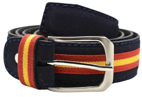 MIBANDERA Cinturón Hombre de Cuero con Bandera de España - Hecho en España, Varios Modelos (100 cm, Azul Bandera España Ancha)