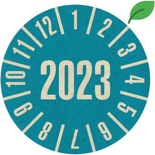 Dreifke® Prüfplakette 2023, blau, Graspapier, selbstklebend, Ø 30mm, 500/Rolle