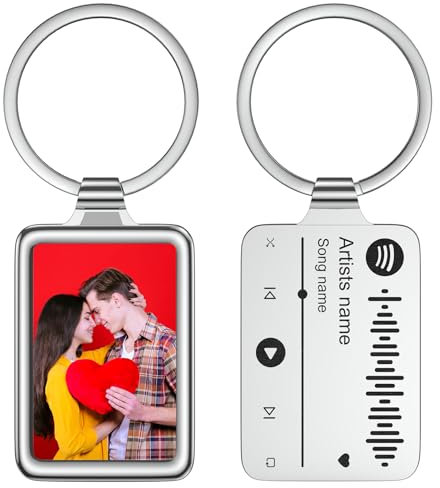 Skyeasure Schlüsselanhänger Personalisiert, Schlüsselanhänger mit Foto, Spotify Schlüsselanhänger Gravur, Schlüsselanhänger mit Bild Namen Personalisierte foto Geschenke