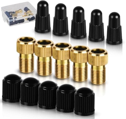 Flintronic Messing-Adapter, 5 Stück Fahrradventil Adapter aus Messing, Fahrrad Autoventil Ventiladapter, Ventiladapter Fahrrad Autoventil, Adapter Radventil Presta/Schrader Ventile