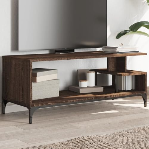 ZEYUAN Mobile TV Rovere Marrone 102x40x41cm Legno e Acciaio a Polvere,Mobile TV,Mobile TV Soggiorno,Mobile TV Moderno(SPU:842415)