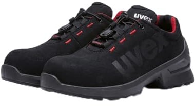 Uvex 1 Duo Low shoe S2 – säkerhetssko för lätta områden – sportig, lätt och flexibel – svart, röd – storlek 46