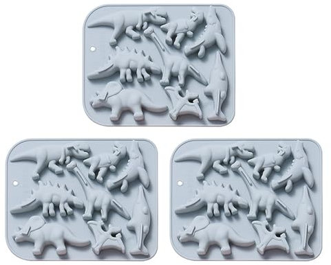 amangul Moldes de silicona de chocolate, mini molde para tartas, 3 moldes de dinosaurio para tartas de azúcar, fondant, molde de silicona de grado alimenticio, herramientas para hornear, molde de