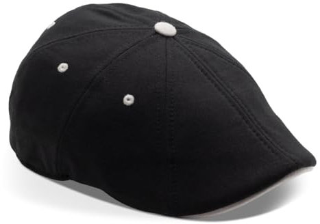 The Original UFC Eight Panel Boston Scally Cap - Flat Cap Cotton Fitted Hat for Men - Black, Schwarz, M/L