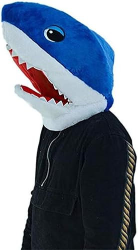 MatGui Plüschtier Hüte Kopfmaske Halloween Maskottchen Kostüm, Blauer Hai, Medium