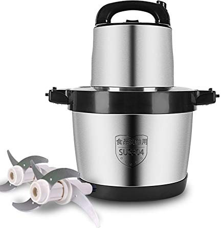 6L Stainless Steel Food Processor - Powerful 1000W Meat Grinder with 4 Sharp Blades for Large Capacity Minced Vegetable, Fruits and Nuts