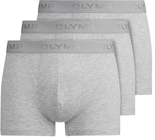 OLYMP Herren Boxershorts 3er-Set,Untershosen,Pants,Shorts,Unterwäsche,Basics,Einfarbig,Anliegende Passform,grau 62,M