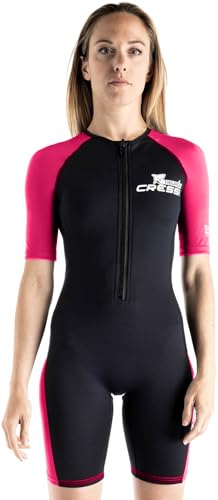 CRESSI Tiburon Lady Shorty Wetsuit 2mm - Shorty Neoprenanzug für Damen aus Neopren Ultra Stretch 1.5/2 mm und Elasthan, Schwarz/Rosa, M/3